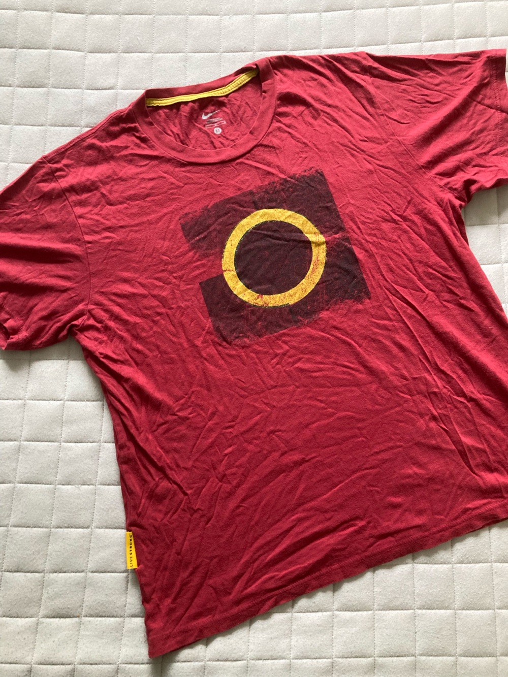 Nike Men's Red Short-Sleeve Crewneck Tee with Live Strong Graphic